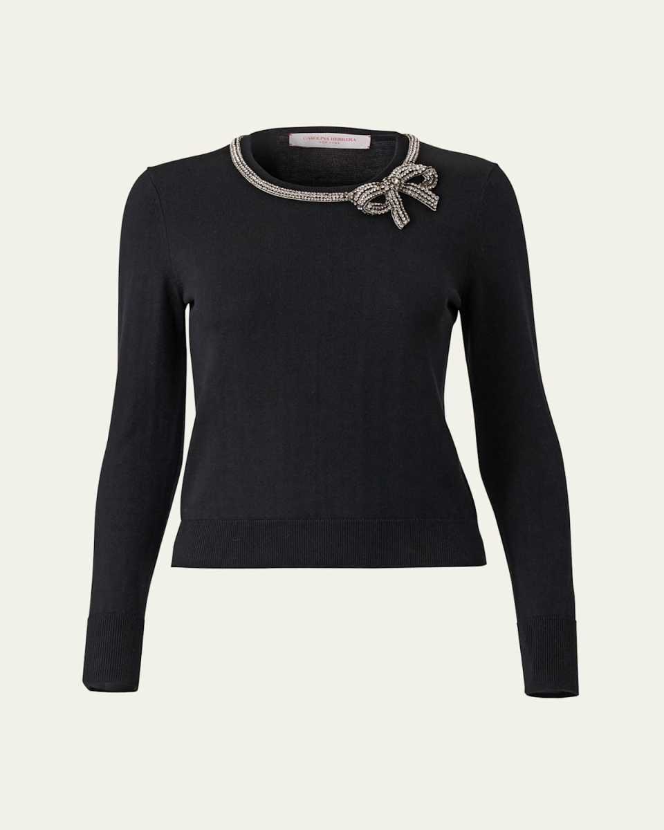 Crystal Bow Crewneck Sweater